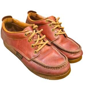 Vintage Roebucks Sears Women's Leather Camp Moc Boat Shoes Size 7 USA